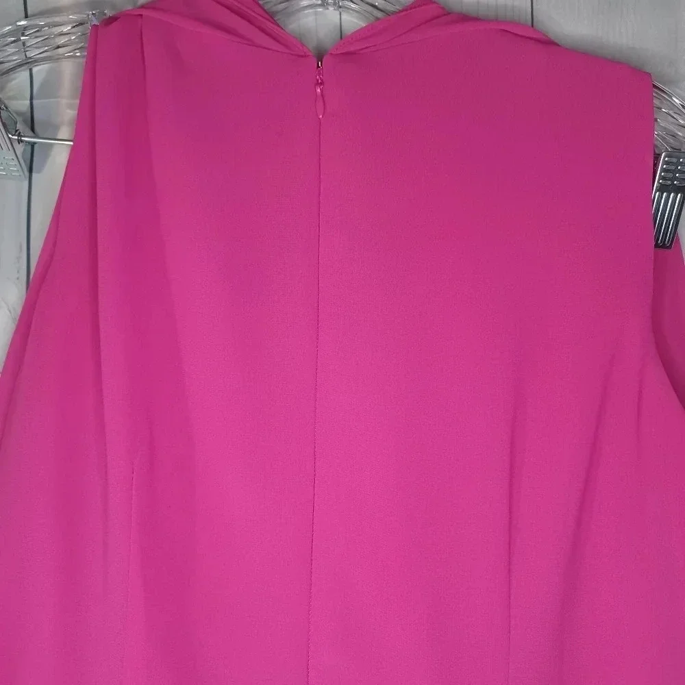 Vince Camuto Hot Pink layered drape chiffon boho flowy Flounce dress size 8 - Picture 15 of 15